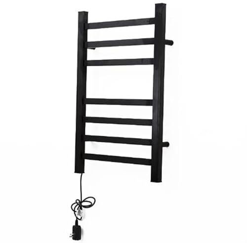 KTLSHY Toallero electrico Negro para baño, Radiador toallero electrico bajo Consumo 130W secatoallas electrico baño Pared de Aluminio 50-55°C con Interruptor a Prueba de Salpicaduras