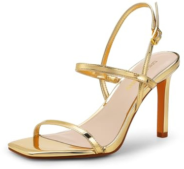DREAM PARIRS Dam slingback klackar höga stilettos öppen fyrkantig tå ankelrem pumps sexig komfort bandklänning skor bröllop brud klackade sandaler