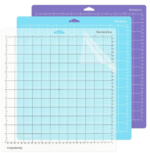 3 piezas de alfombrillas de corte para Silhouette Cameo 4/3/2/1 (30,5 x 30,5 cm, estándar, adhesivo ligero y adhesivo fuerte),cuadradas,autoadhesivas,antideslizantes y con cuadrícula
