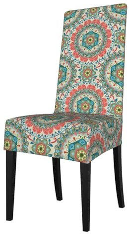 Amrole Dehnbare Stuhlhussen, Vintage-Mandala-Blumen, Esszimmerstuhlschutz, Stuhl-Sitzbezüge für Zuhause, Restaurant, Party, Esszimmer