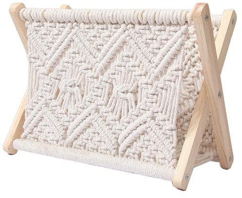 Revistero Tejido de cuerda de algodón Revistero de pie Cesta boho Cesta de libros para periódicos Revistas Libros Sala de estar Baño Oficina Cesta de libros Cesta boho Revistero de baño Revistero