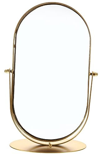 Alipis Vintage Schminkspiegel Metall Ovaler Tischspiegel Mit Fuß Für Schlafzimmer Und Wohnzimmer Klarer Kosmetikspiegel Für Mädchen Und Damen