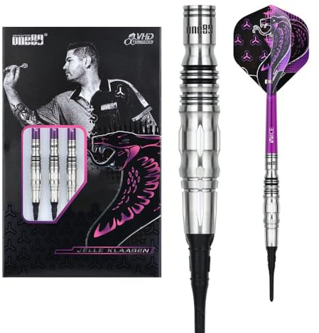 ONE80 Soft Dart Jelle Klaasen The Cobra V2 VHD 90% Tungsten – Perfekte Balance & Grip für Softdart-Spieler Dartpfeile Set mit Schäften und Flights Hochwertige Tungsten Softdarts