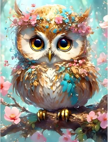 ParNarZar Diamond Painting Set 30x40cm 5D Diamant Malerei Bilder für Erwachsene & Kinder, owl Komplettset mit eckige steine, Full Drill DIY Kunsthandwerk Wanddeko