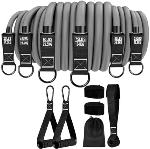 Bandes de résistance pour l'entraînement,Bandes élastiques réglables avec poignées pour Gymnase Portable et Chevilles réglables pour l'entraînement Musculaire et Le renforcement des Mains |