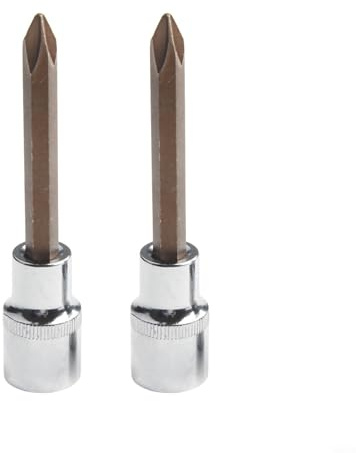 babominimer Lot de 2 tournevis à douille PH2 100 mm | Embout cruciforme étendu 1/2 | Visseuse à percussion en alliage d'acier chromé résistant à la corrosion