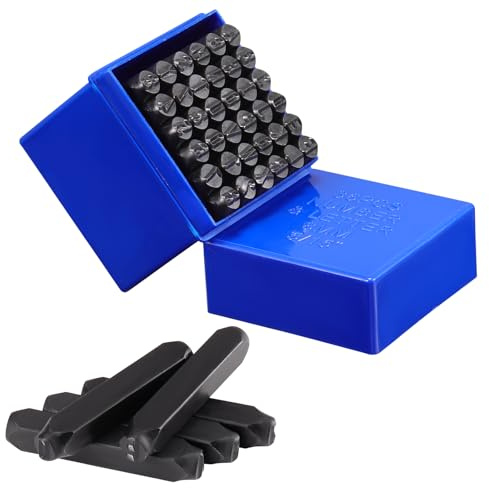 WiMas 36PCS 8mm Letter and Number Stamp Set, Iron Stamping Kit Alphabet A-Z, Number 0-9 and & Seal Stamp for DIY Imprinting Metal Wood Leather