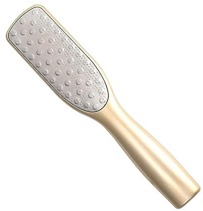 Lima de Pedicura para Pies de Acero Inoxidable y Abs Dorado | Exfolia y Elimina Durezas, Removedor de Callos, Raspador de Doble Cara