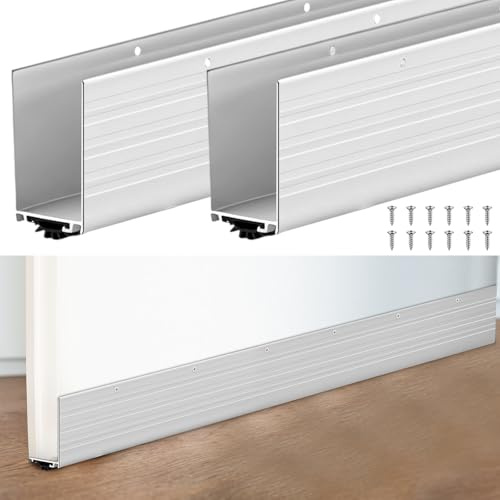 Yaocom 2 Pack U Shape Screw on Under Door Seal 36 Inch Aluminum and Rubber Door Threshold Extension with Draft Stopper for Home Prevents Hot and Cold Air, Dust and Insects, Suitable for 1-3/4 Inch