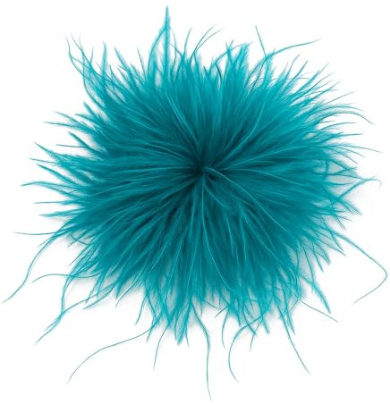 Baesics Feder Brosche Türkis - Damen Fluffy Straußenfeder Anstecker Vintage Stil Hutaccessoire Braut Hochzeit Party Fasching Haarclip Fascinator für Blazer Kleid Jacke – Boho Blumen Design
