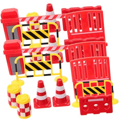 CLISPEED Mini Road Cones Mini Traffic Signs Models Plastic Lightweight Assorted Color Visual Stimulation Playset for School Education