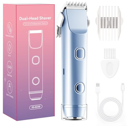 Recortadora Corporal Mujer, 2025 Nuevo 2 En 1doble Cabezal de Afeitado, USB-C Carga, IPX7 Impermeable, Seco/Mojado, Rasuradora Mujer Zona Intima para Cara, Axila, Pierna, Bikini (Azul)