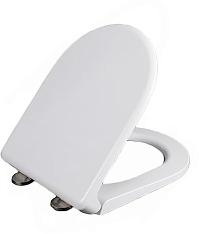 D-Shape Quick-Release Toilet Seat White Bathroom WC Seat Easy Clean & Install Plastic Universal Fit for Standard Toilets