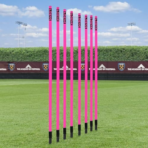 FORZA Slalomträningsstolpar | 1,52 m eller 1,83 m fjäderlastade smidighetsträningsstolpar - Paket med 8 eller 16 för fotboll, smidighet och konditionsövningar (Paket med 8, Rosa, 1,52 m)