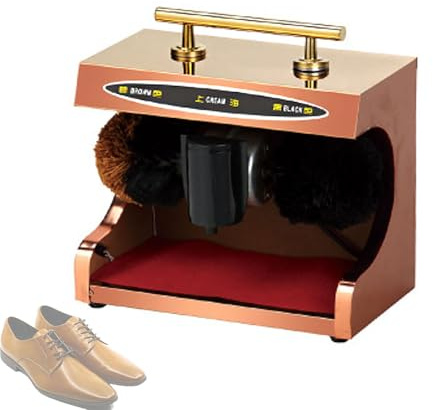 yunzhenzhen Limpiabotas EléCtrico MáQuina Limpiadora Zapatos para Amigos Limpiabotas AutomáTico con 2 Cepillos Y Dispensador De Abrillantador De Zapatos