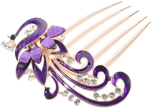 EPIGEIST Peine de Pelo con Cristales Vintage para Novias Adorno Floral Brillante Accesorio Nupcial Elegante para Bodas y Eventos Especiales Color Morado