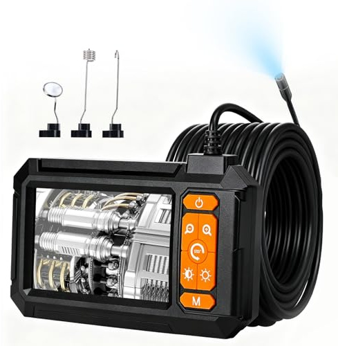 Yomshi Endoscope Camera with Light, 4.8 Inch 1080P HD Borescope, Industrial Endoscope with Articulated Probe, IP67 Waterproof Inspection Camera for Automotive and Household Machinery Repairs