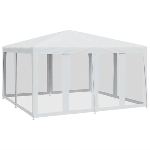 Tonnelle de Jardin, Tente de Réception Pavillon Barnum de Jardin avec 8 parois latérales en Maille Blanc 4x4m PEHD