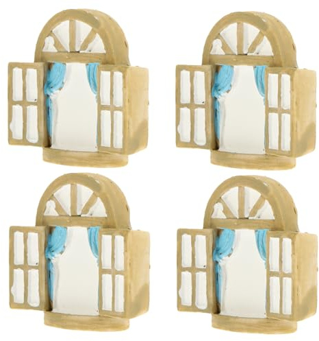 PAMINGONO 4piezas Mini Adornos para Ventanas De Resina para Decoración De Micropaisajismo Jardín De Redondas Artesanía Detallada para Ambientes Interiores y Exteriores