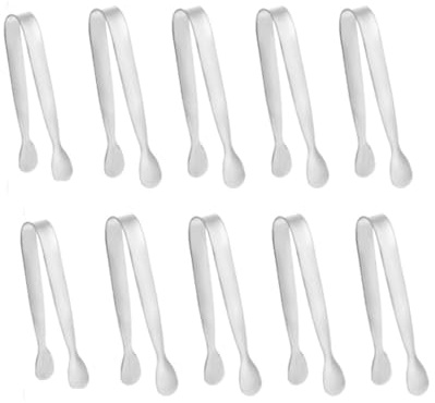 10 Pcs Sweet Tongs, Ice Sugar Tongs & Mini Serving Tongs, Small Stainless Steel Tongs for Kitchen, Candy, Dessert, Salad, Non-Plastic Food Tongs Set