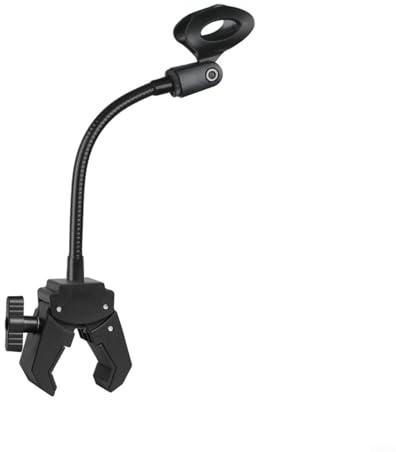 Entgoinggo Flexibler Schwanenhals-Mikrofonständer mit stabiler Klemmhalterung und 3/8 auf 5/8 Adapter, verstellbarer ABS-Mikrofonhalter für Studioaufnahmen, Gesangsaufführung (A)