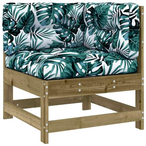 Mhdvray Ecksofa 62x62x70,5 cm Kiefernholz kesseldruckimprägniert mit weichem Oxford-Kissen, modulares Balkon-Lounge-Gartensofa, robust für kleine Terrassen und Gärten