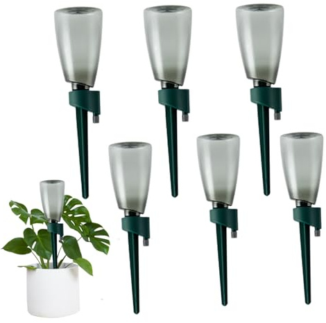 Kit di irrigazione a goccia automatica da 6 pezzi con 6 bottiglie da 500 ml e valvola di controllo a rilascio lento, irrigatore per piante autoirrigante per piante in vaso da interno, irrigazion