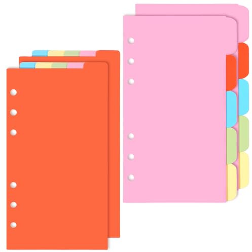 20 Blätter/4 Sets Trennblätter A6 für Ringbücher 6-Ringbuch-Trennblätter-Set Ordner Trennblätter A6 6 Loch Register Index Teiler Ordnertrenner Register für Planernotizbuch Ringbucheinlagen