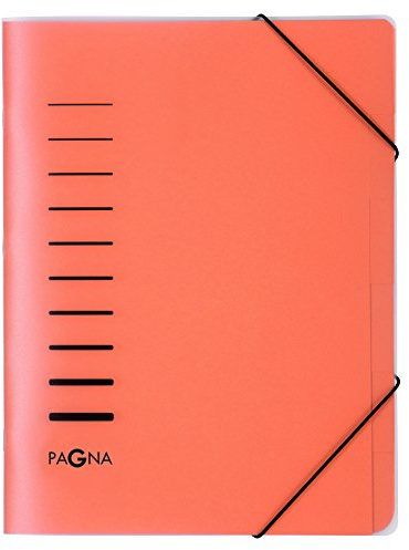 Pagna 40056-12 Ordnungsmappe 6-teilig aus PP, Eckspanngummi, orange farbiger Registerkarton