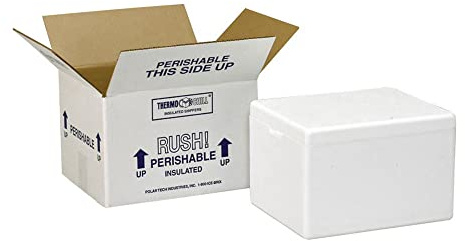 Polar Tech 245C Thermo Chill Insulated Carton with Foam Shipper, Medium, 17 Length x 10 Width x 8-1/4 Depth, Original Version