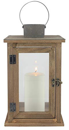 Stonebriar SB-5174B Rustic 12.5 Wooden Candle Lantern, Large, Brown