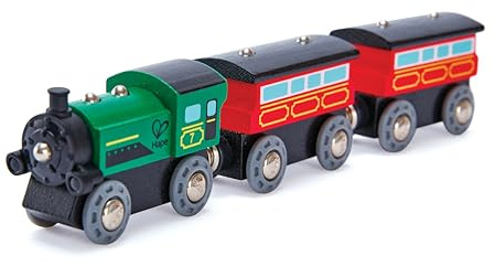 Hape Treno a vapore in legno - Locomotiva giocattolo stile classico con movimento a spinta e giunti magnetici per bambini dai 3 anni