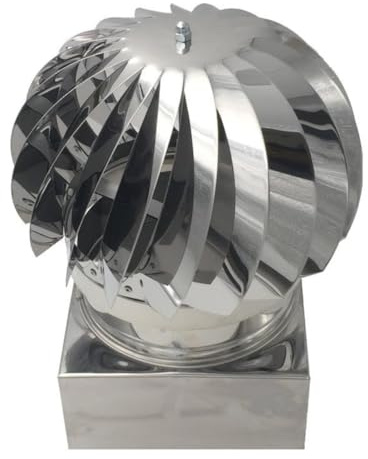 EINSIDE Comignolo girevole, Cappello eolico per camini in acciaio inox AISI 304, Base quadrata 32 x 32 cm