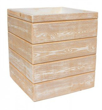 AnaParra Jardinera Cuadrada Moderna en hormigón aligerado para Exterior Madera 40X40X48cm. Natural Ocre