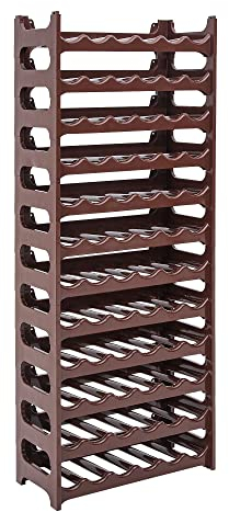 Novaliv Braunes, Modulares Flaschenregal für 72 Weinflaschen - Stapelbar, Erweiterbar, Robust - Ideal für Weinlagerung in Keller, Gastronomie & Zuhause, Getränkeschrank, Weinregal stapelbar