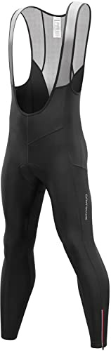 qualidyne Men's Thermal Cycling Bib Tights, 3D Padded, Fleece-Lined Winter Bike Leggings for Cold-Weather Riding