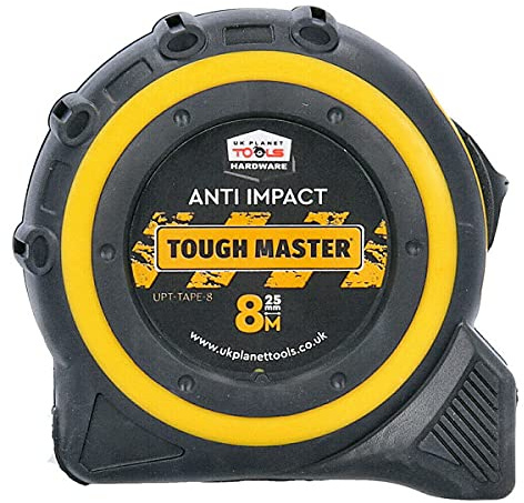 TOUGH MASTER Strong DIY8m/26ft Metric/Imperial Lightweight Belt Clip Tape Measure 25mm Wide Impact Resistant For Carpenters, Plumbers, Electricians (1)
