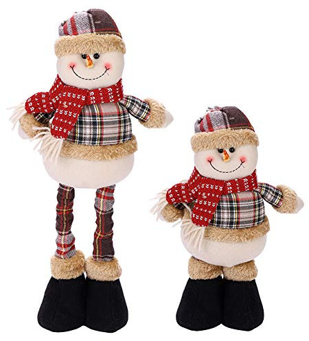 Christmas Decoration Figures Extendable Leg Santa Snowman Reindeer Figures Doll Xmas Indoor Ornaments Table Christmas Party Tree Hanging Decor for Restaurants Office,Adjustable Height 51(max) x12.5CM