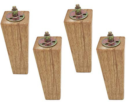 Holz Möbelfüße,Möbelbeine,gerade eckig Eichefüße,Tischbeine,Ersatz Schrankfüße,Tischfuß,mit vorgebohrten M8 2.3cm Bolzen & Montageplatten & Schrauben,für Sofa,Bett,Couch,Ottomane,4er Set(12cm)