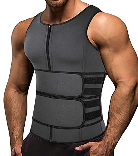 Memoryee Hombre Sauna Chaleco Deportivo Neopreno Entrenamiento Body Shaper Traje Entrenador Cintura Fitness Cremallera Camiseta Sin Mangas