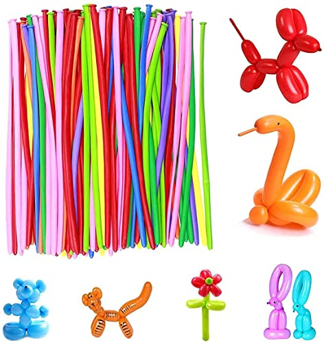 Pack of 100 Magic Modelling Balloons, Modelling Balloons Kit, Animal Balloons, Multicoloured Balloons, Colourful Decoration for Weddings, Birthdays, Parties