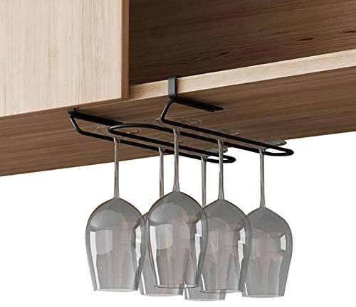 V3VOGUE Edelstahl Unter Regal Weinglashalter, Umgekehrter Weinglashalter, Punch-freier Aufhängen Stemware Racks, Stielgläserregal, Gläserschiene (einzelne Reihe, Doppelte Reihe)