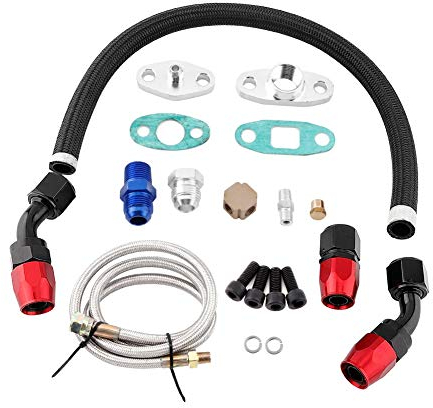 Turbo Oil Feed Line Kit, Car Turbo Oil Feed Return Line AN10 Fitting Adapter Flansch Kit für T3 T4 GT35 T70 T66