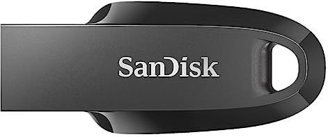 SanDisk 128BG Ultra Curve USB 3.2 Flash Drive, USB Stick, memory stick up to 100 MB/s read speeds, RescuePRO data recovery software, keyring loop, Black