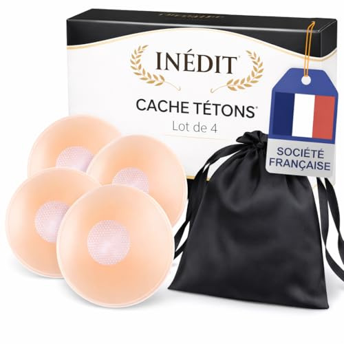 Cache Tetons Femme (4 Pièces) - Cache téton Adhésif Lavable & Réutilisable | Couleur Chair [Société Française] Cache Sein en Silicone - Couvre Seins Adhésif Très Pratique