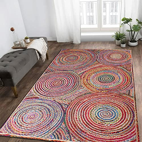 CASAVANI Chindi Jute Collection Handgefertigte Teppiche Geflochtene Jute-Teppiche für Küche Wohnzimmer Fußmatte Schlafzimmer Home Decor Balkontisch 120 x 180 cm (4 x 6 Fuß)