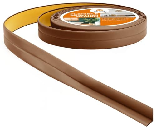 Quest Battiscopa Morbido 10 x 10 mm Autoadesivo - Marrone, 5 m | Striscia sigillante flessibile in PVC, senza forare, per cucina e bagno, protegge da polvere e umidità