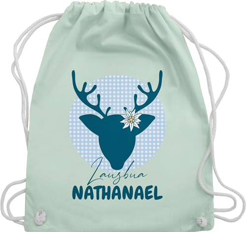 Turnbeutel Rucksack - Kompatibel Oktoberfest - Lausbua Hirsch - Unisize - Pastell Grün - oktoberfest-tasche trachten lausbub tasche trachtenrucksack bayrisch beutel trachtenrucksäcke bayrisches