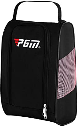 pistro Golf-Schuhtasche, Outdoor-Tragetaschen mit Reißverschluss für Damen und Herren, Sport-Schuh-Tasche für Reise-Golf-Zubehör - Schwarz Rosa