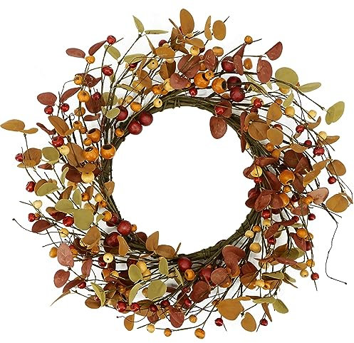 Furisin Herbstkranz für Haustür, Herbstkranz mit Herbstbeere, Eukalyptusblätter für Haustür, Innen- und Außenbereich, Bauernhaus, Veranda, Zuhause, Festival-Dekoration